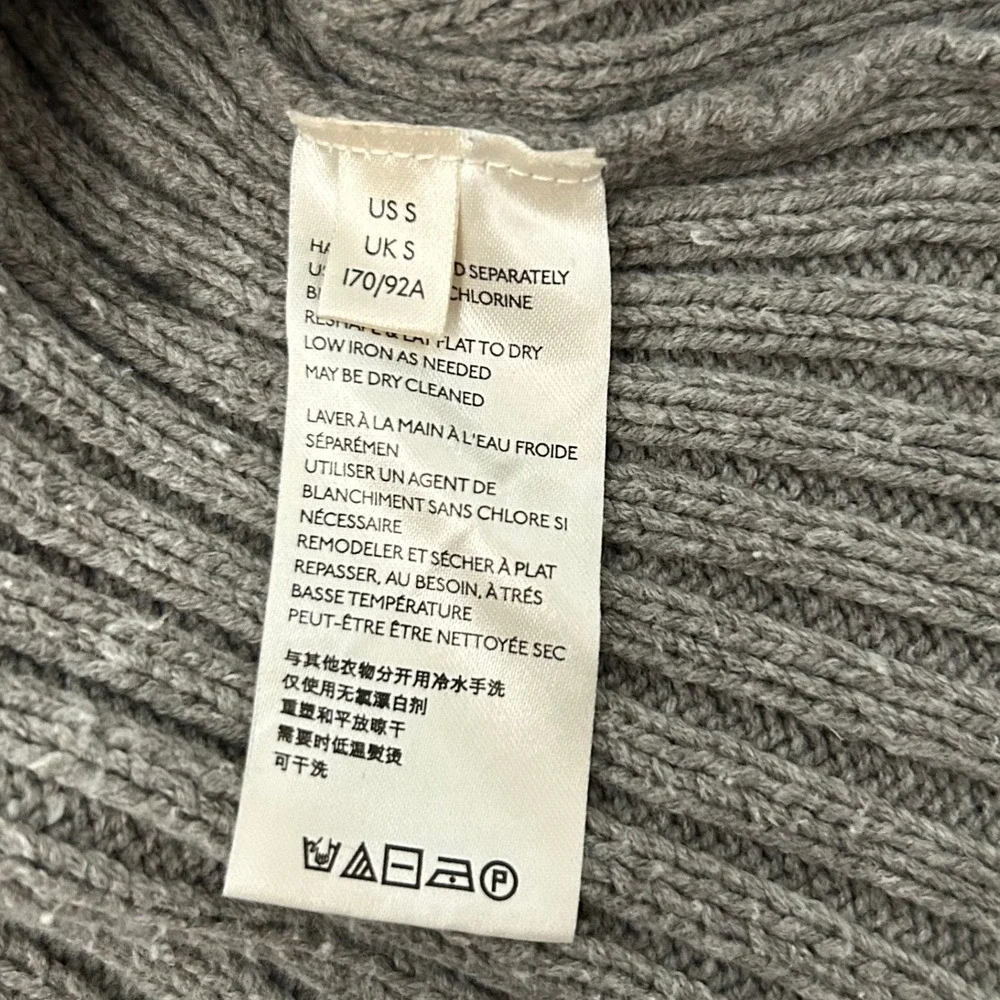 Free People Turtleneck Sweater Womens Small Gray‎ Oversized Chunky Cable Knit